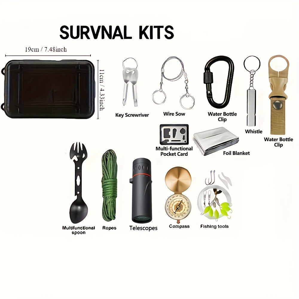 SurviveX Kit di Sopravvivenza Outdoor - Strumenti Essenziali per Avventure e Situazioni di Emergenza