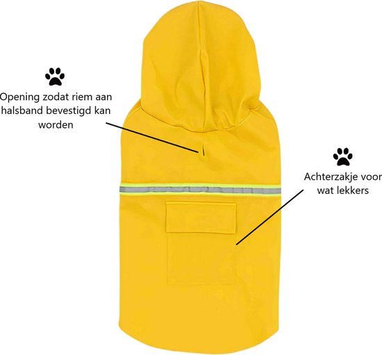 PupJoy - Giacca Antipioggia Riflettente per Cani + Cappuccio - Passeggiata Notturna Sicura
