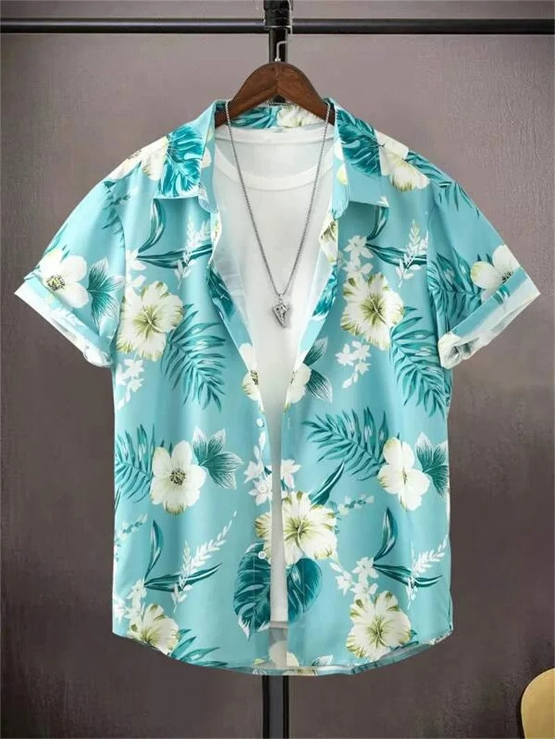 Camicia TropicWave con Stampa di Palma – Fresca e Stilos per Uomini
