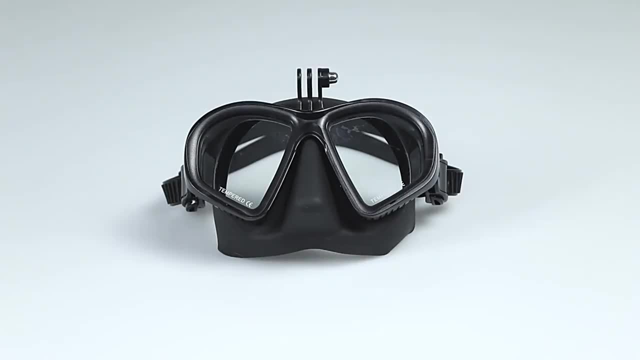 Maschera da sub temperata con custodia - Occhiali da sub con anti-appannamento e attacco per fotocamera