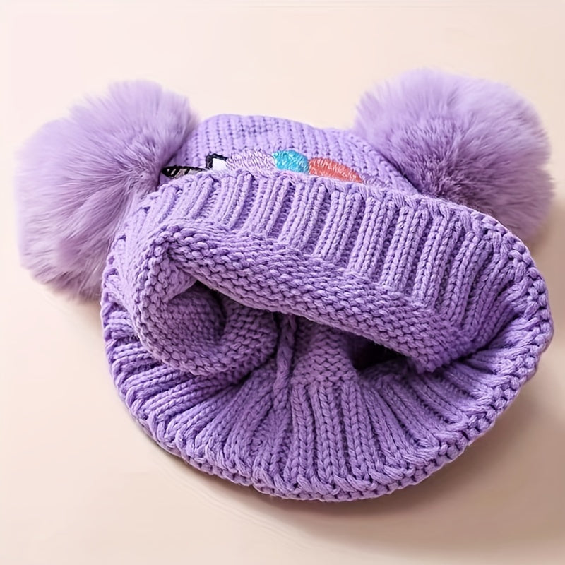 Cappello Unicorno Lila per Bambini - Accogliente e Caldo con Pompon