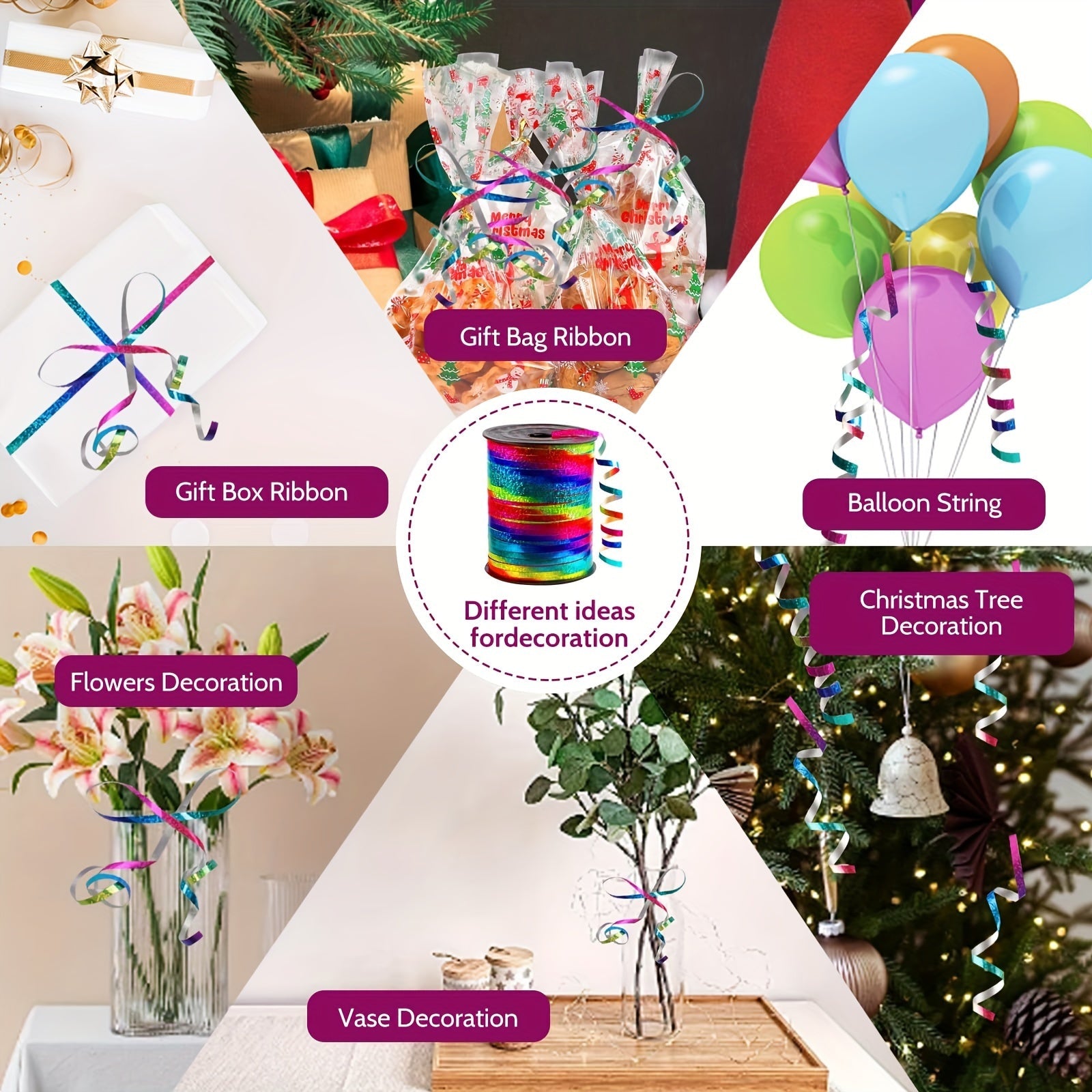 Set di Nastro Curling Olografico – Perfetto per Decorazioni Festive e Confezionamento Regali