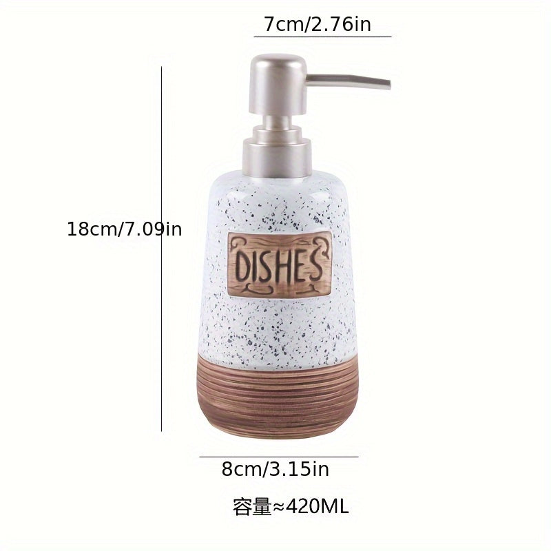 Dispenser di Sapone Ceramico Vintage – 420ml per Cucina o Bagno