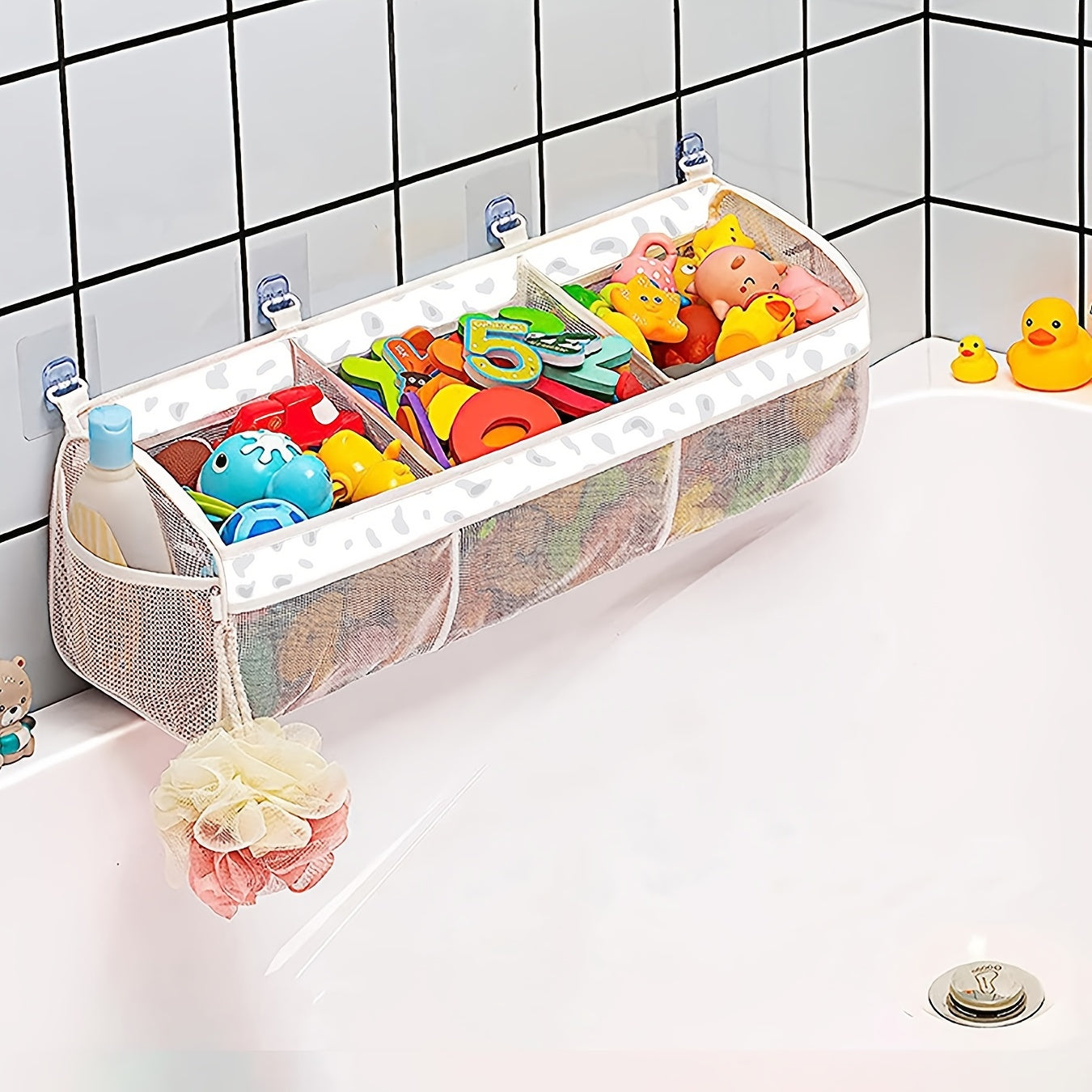 Organizzatore di giocattoli da bagno in rete - Perfetto per tenere tutto in ordine