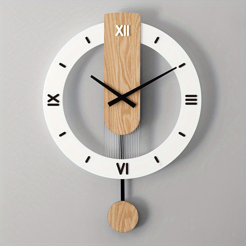 Orologio a Pendolo Creativo da Parete in Legno e Acrilico – Decorazione Elegante e Silenziosa