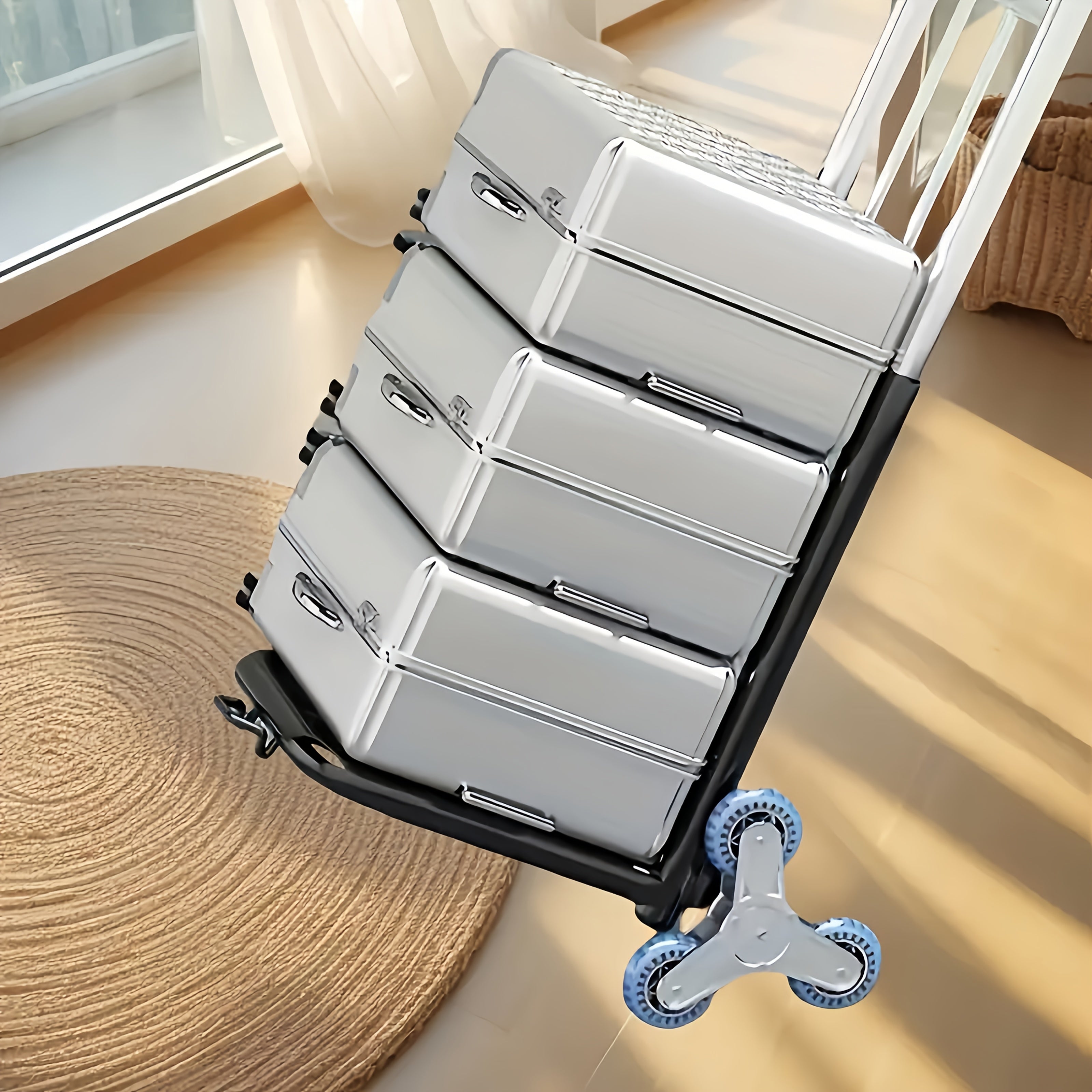 Carrello a Tre Ruote per Scale – Dolly Pieghevole Portatile per Carichi Pesanti