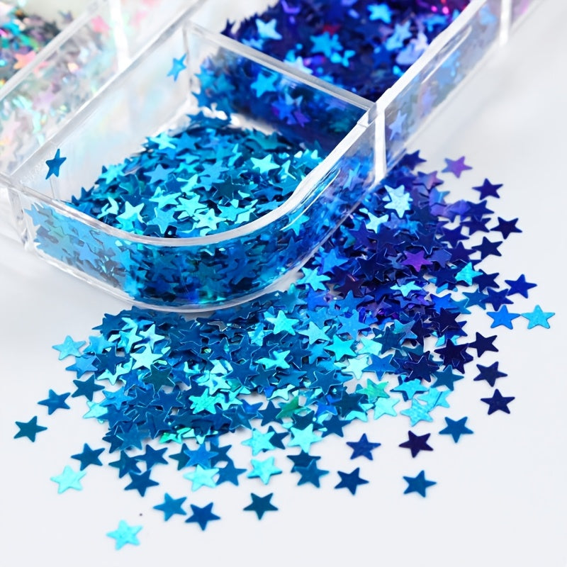 12 Colori Stelle Paillette – Paillette Glitter in Scatola Lunga per DIY e Scrapbooking