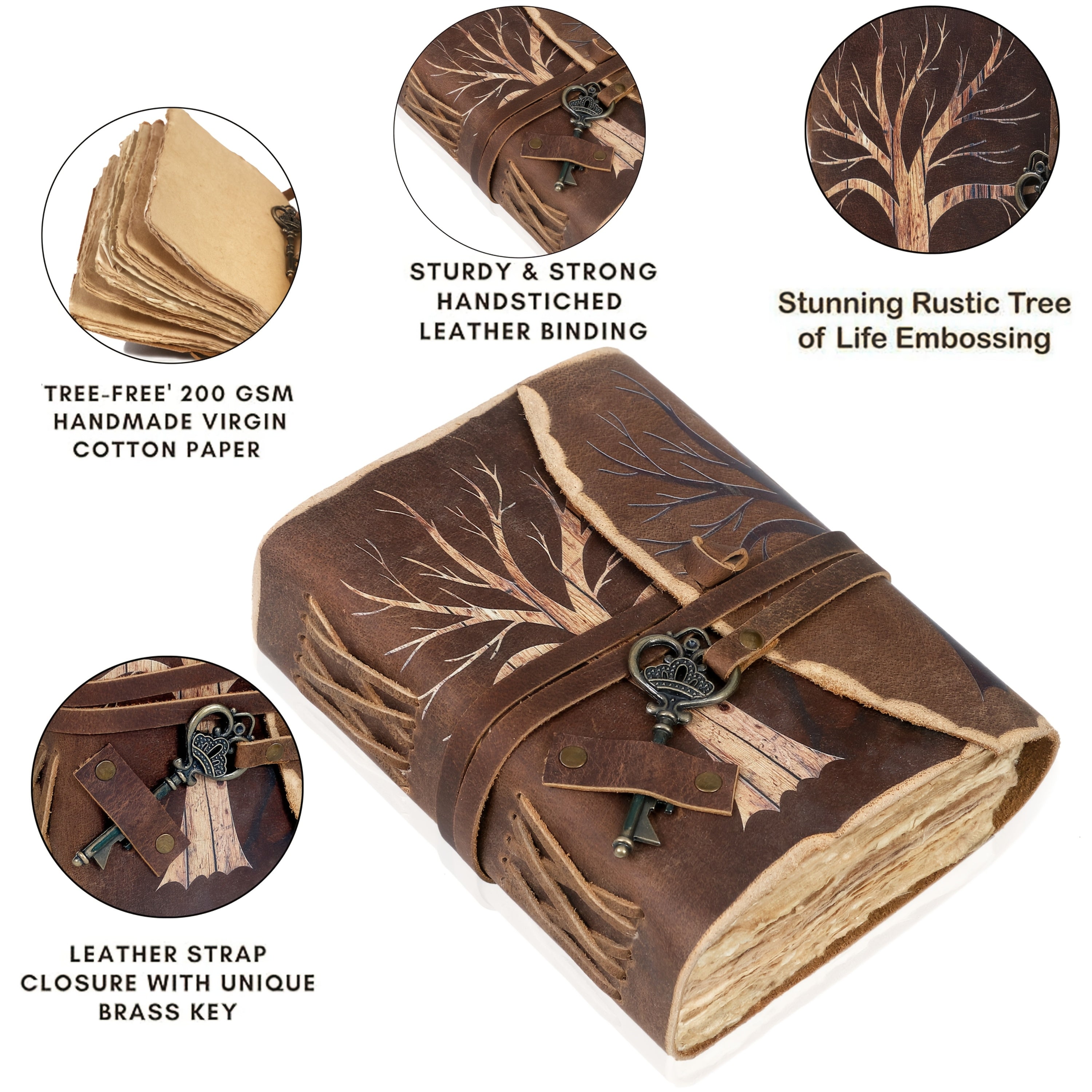 Quaderno Vintage Fatto a Mano con Aspetto in Pelle e Chiusura a Chiave – Per Spiriti Creativi