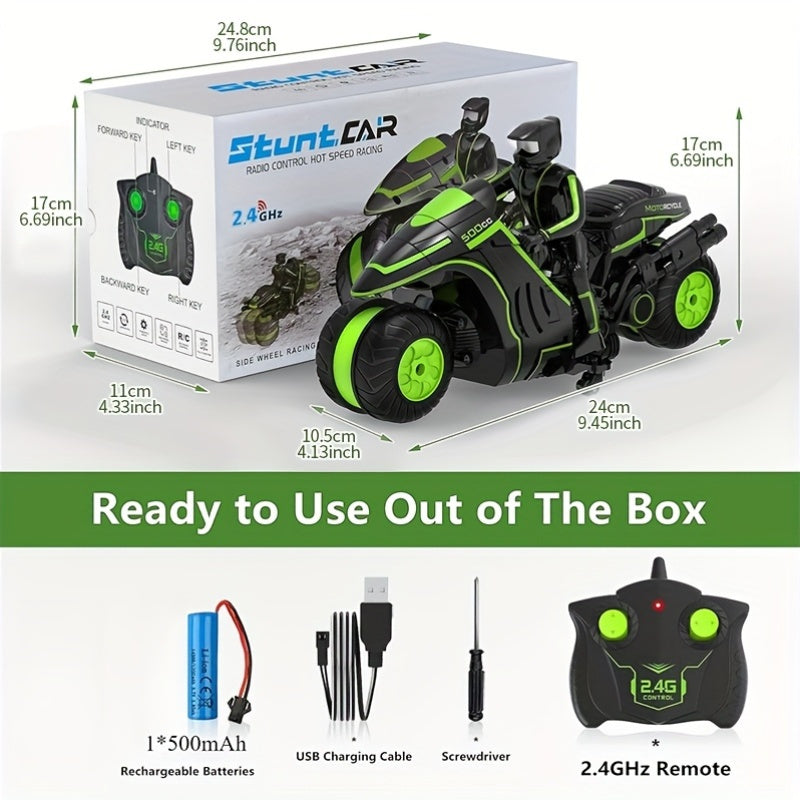 Moto Stunt Controllata a Distanza – Ruote Rotanti a 360° e Alta Velocità per Bambini