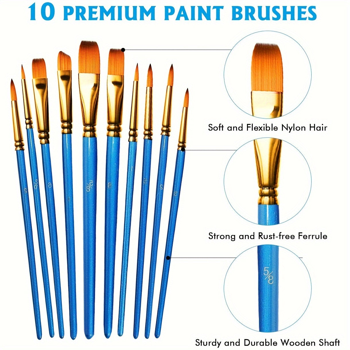 Set di Vernice Acrilica – 28 Pezzi, Inclusi 18 Colori di Vernice Acrilica e 10 Pennelli