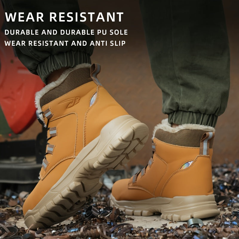 Stivali da Lavoro Sicuri per Uomini con Punta in Acciaio e Fleece – Resistente e Antipunctura