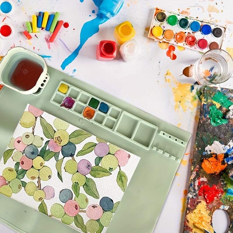 Tappetino in Silicone per Pittura con Paletta e Supporto per Pennelli – Durevole e Flessibile