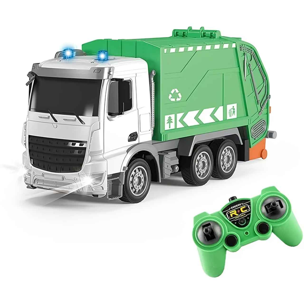 EcoTruck RC Camion della Spazzatura - Veicolo Giocattolo Realistico con Luce e Suono
