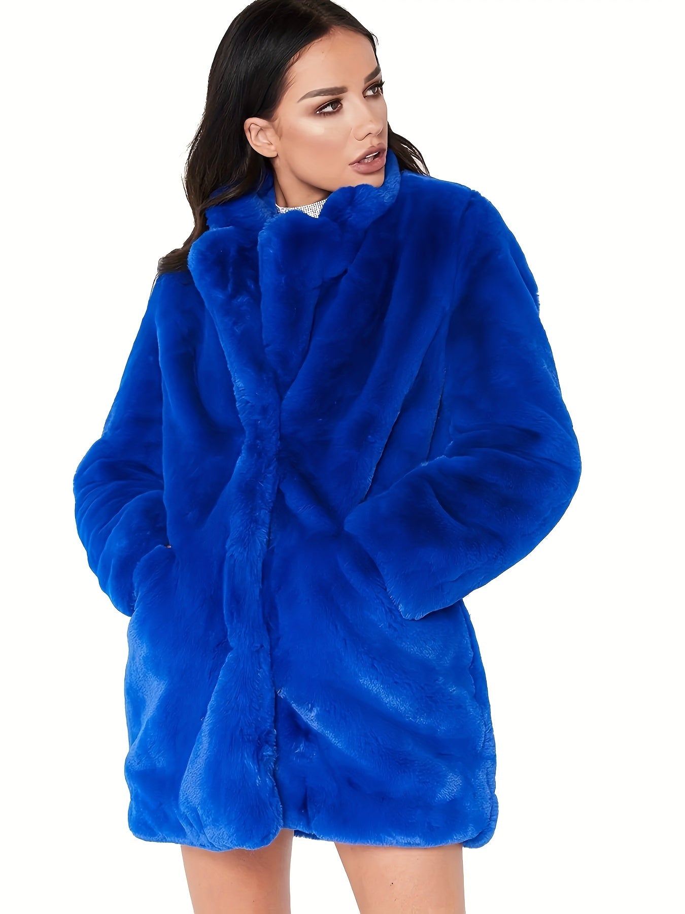 Elegante Giacca Invernale Midi in Pelliccia Sintetica per Donne - Stilosa e Calda per i Mesi Freddi