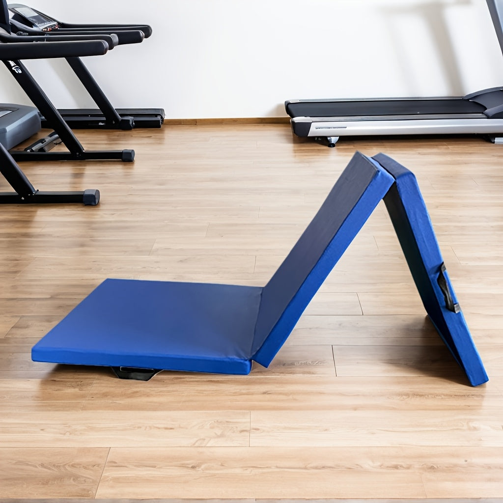 Tappetino da yoga pieghevole a tre pannelli con imbottitura spessa, superficie antiscivolo in PU e maniglia