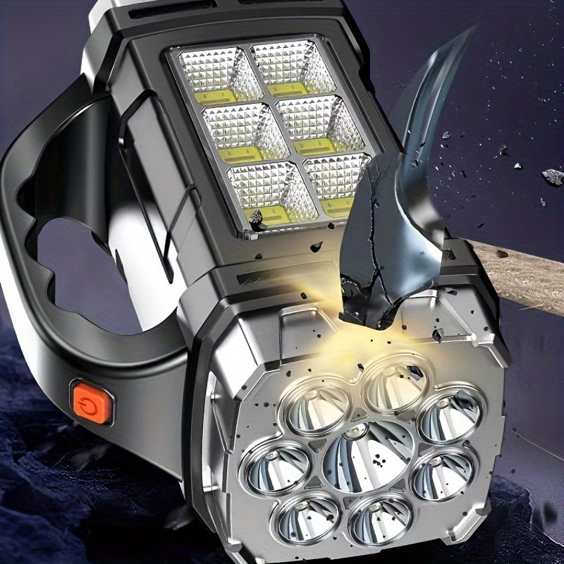 Faro LED Super Luminoso – Powerbank Ricaricabile con USB e Energia Solare per Avventure all'Aperto