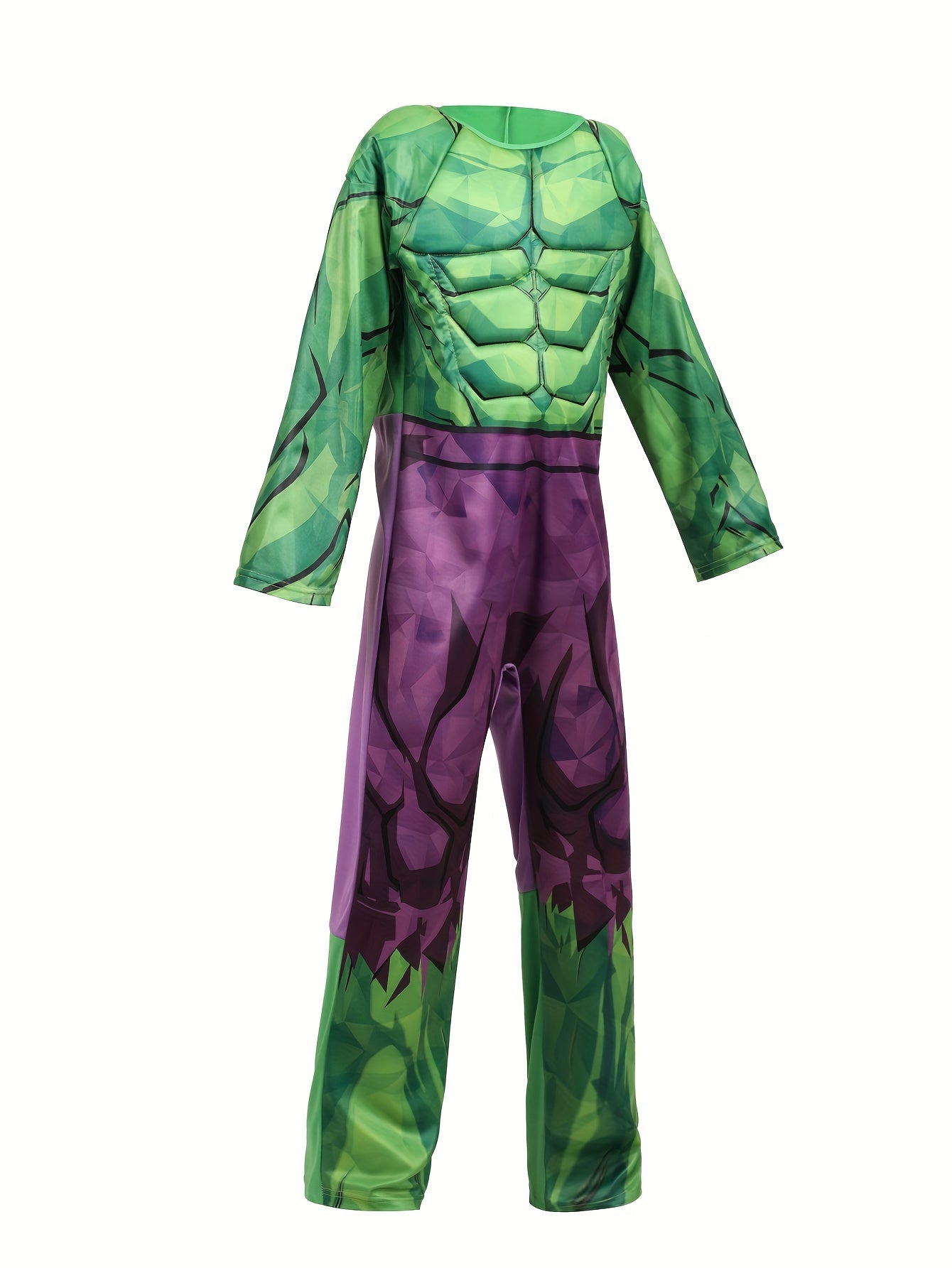 Costume da Supereroe per Bambini – Tuta Verde con Design Muscolare e Maschera