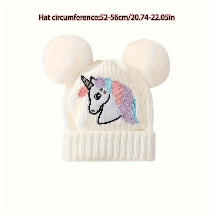Cappello Unicorno Lila per Bambini - Accogliente e Caldo con Pompon