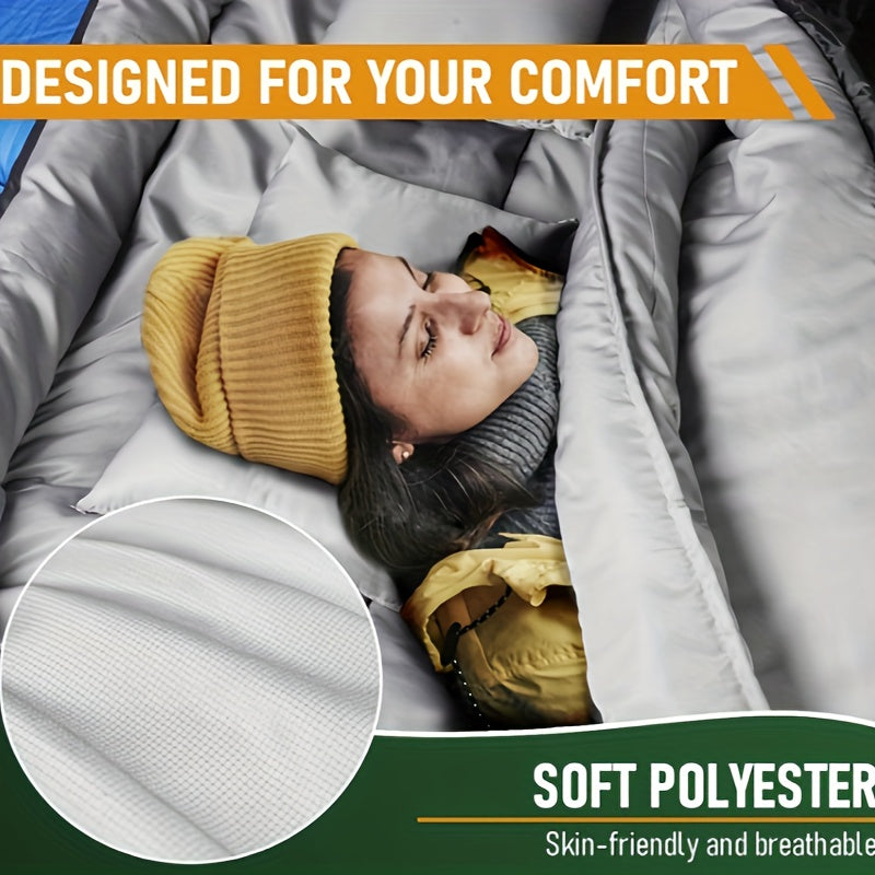 Sacco a pelo Deluxe 2-in-1 con Cuscino – Perfetto per Campeggio e Avventure all'Aperto