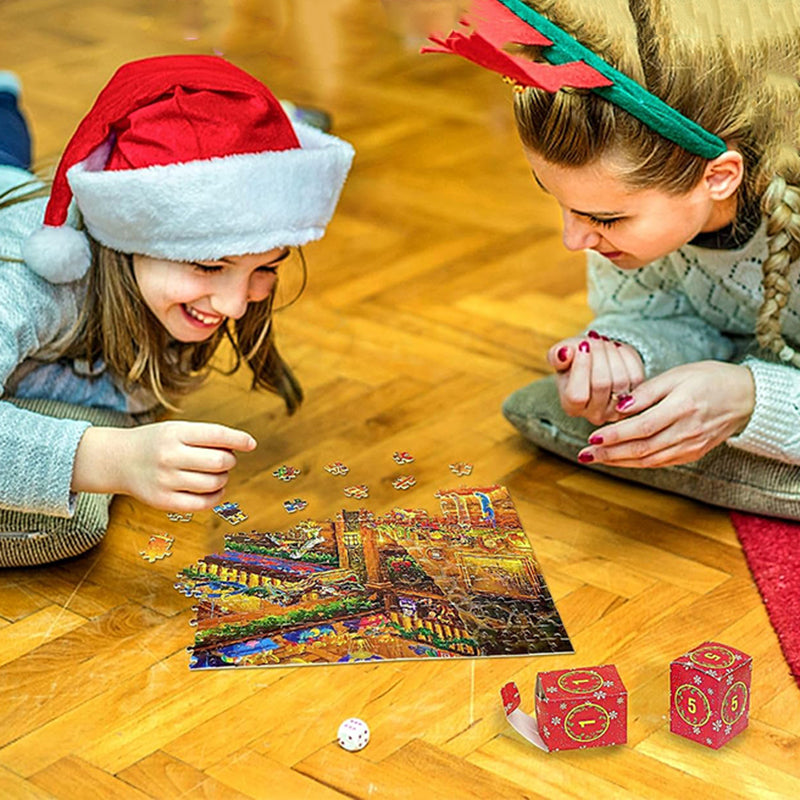 Calendario dell'Avvento Puzzles di Natale – 1008 Pezzi, Divertimento Quotidiano con i Puzzle