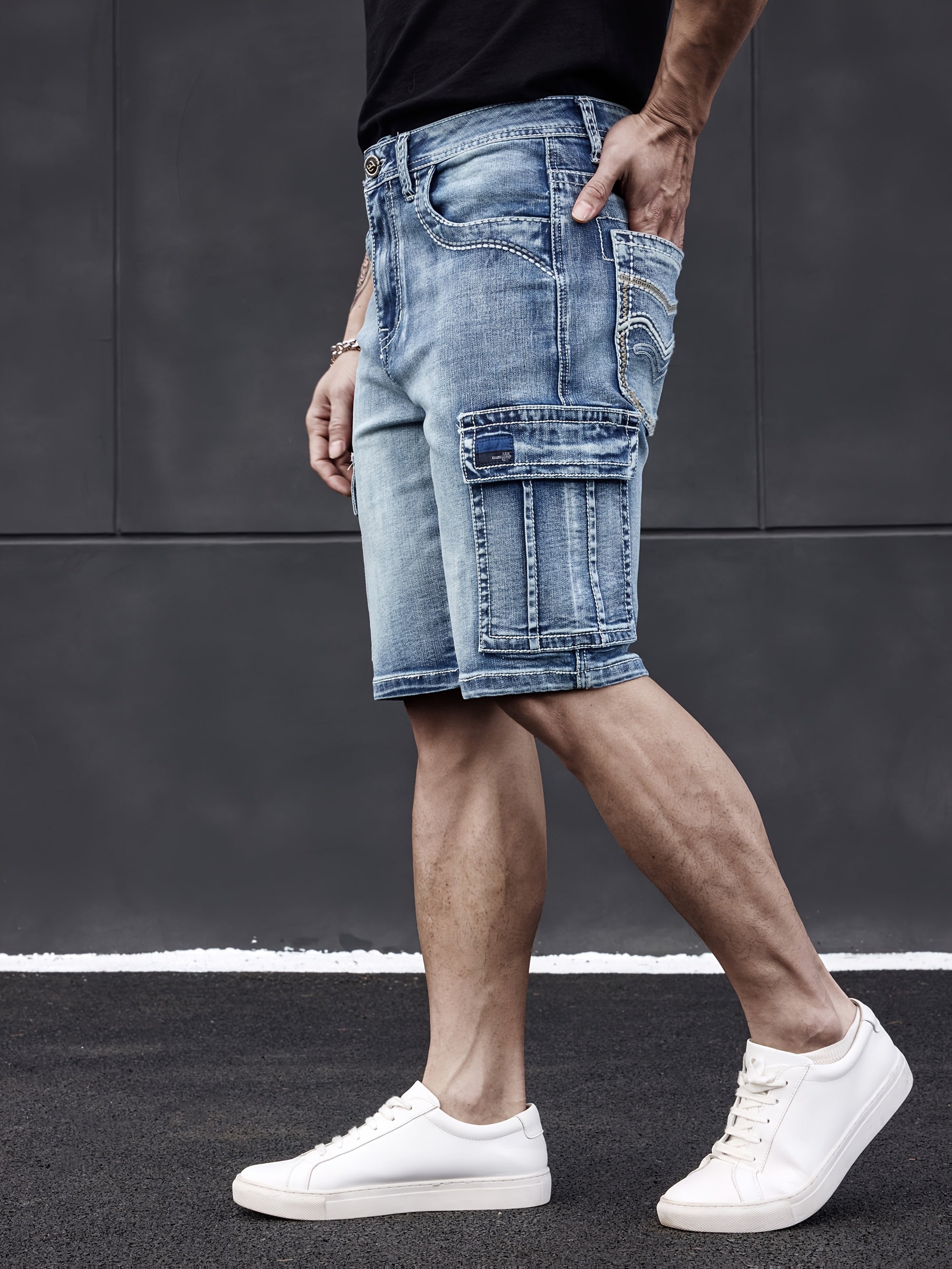 Pantaloni Corti in Denim Multi-Pocket da Uomo - Pratici e Confortevoli