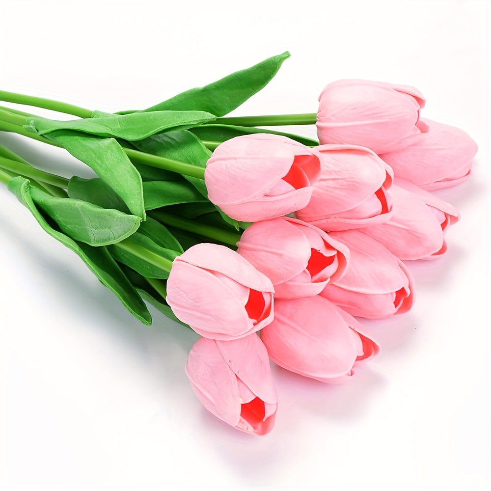 Set di 10 Tulipani Bianchi Artificiali – Perfetti per Matrimoni, Fotografia e Decorazione d'Interni