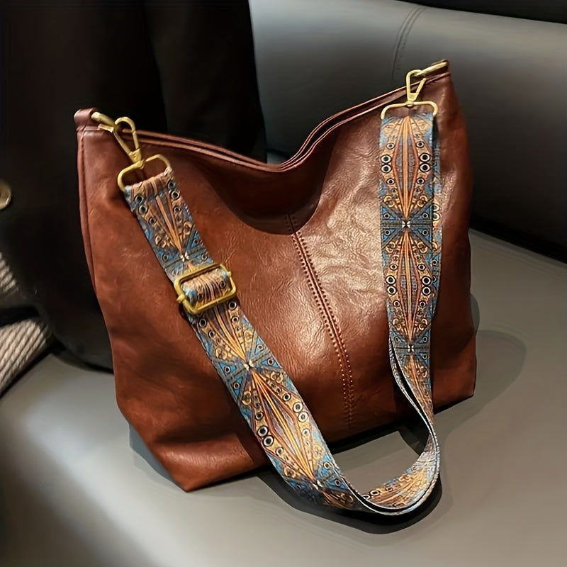Borsa Geometrica Larga – Crossbody ad Alta Capacità con Vibe Retro