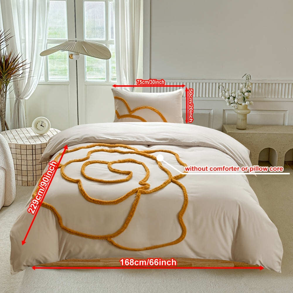 Set di Biancheria da Letto Trapuntata – Copriletto e Federe con Design a Grande Fiore