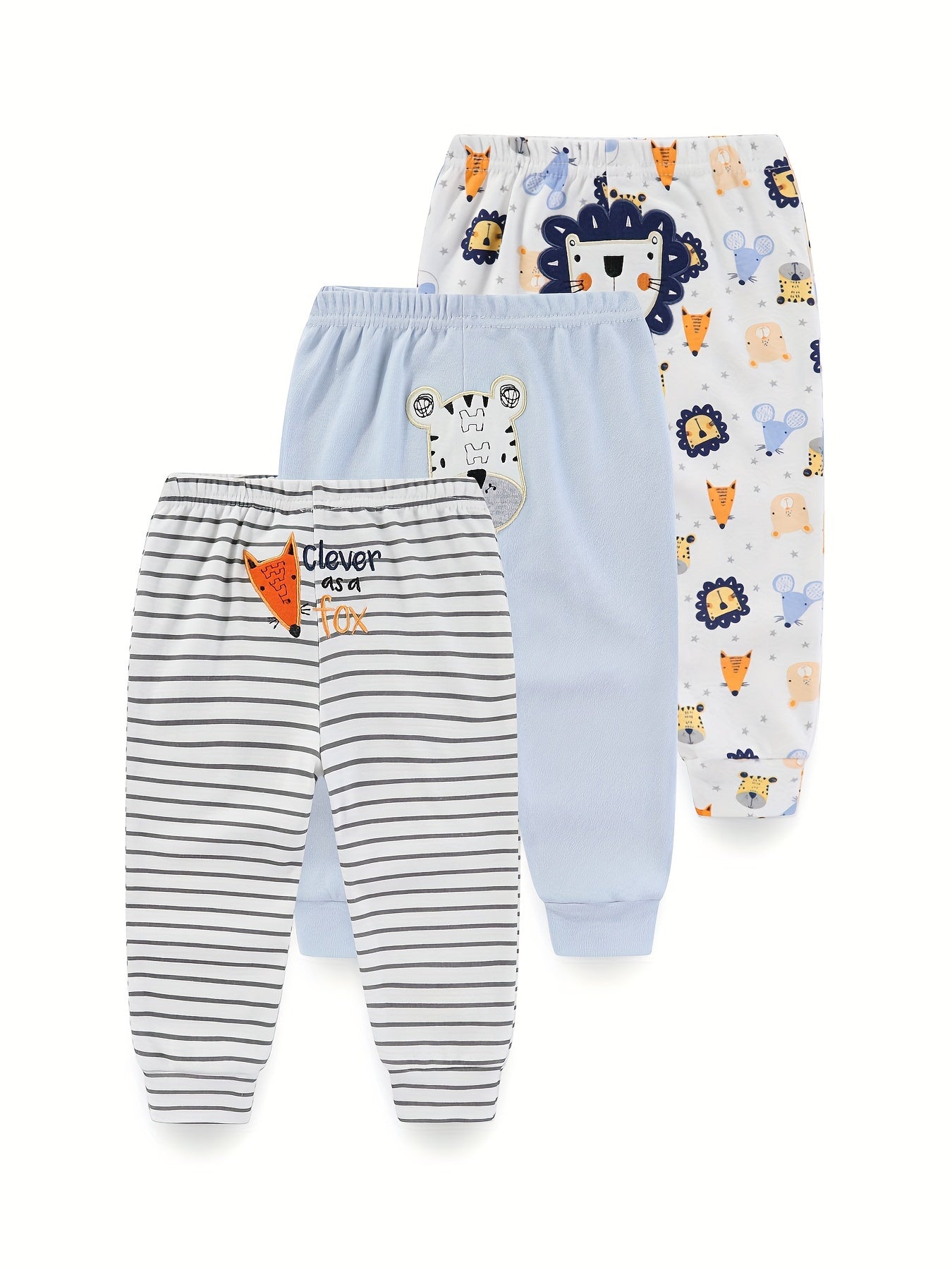 Pantaloni per Bambini con Stampa di Animali – Set da 3 Pezzi per Neonati