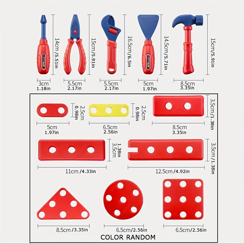 Set di Attrezzi da 48 Pezzi per Bambini – Con Trapano Elettrico, Casco di Sicurezza e Borsa di Stoccaggio