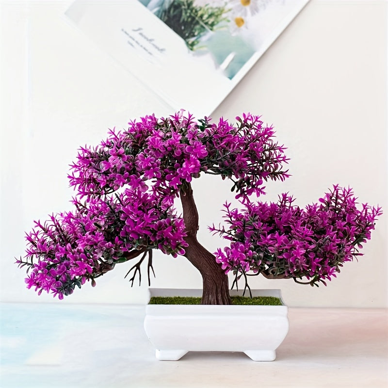BlossomBonsai Albero Artificiale – Mini Bonsai Realistico con Fiori Rosa