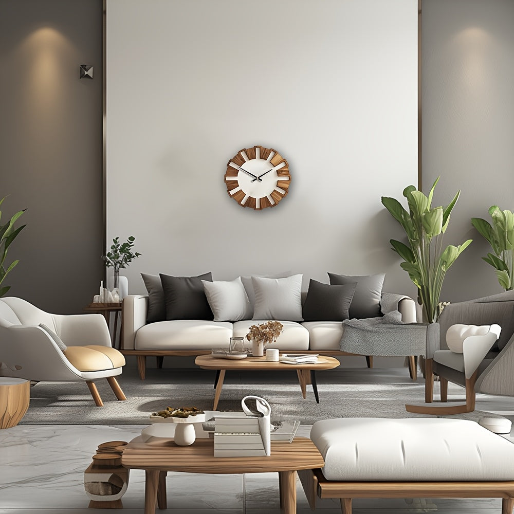 Orologio da Parete in Legno Rustico con Meccanismo Silenzioso – Design Senza Tempo per Soggiorno, Ufficio e Camera da Letto