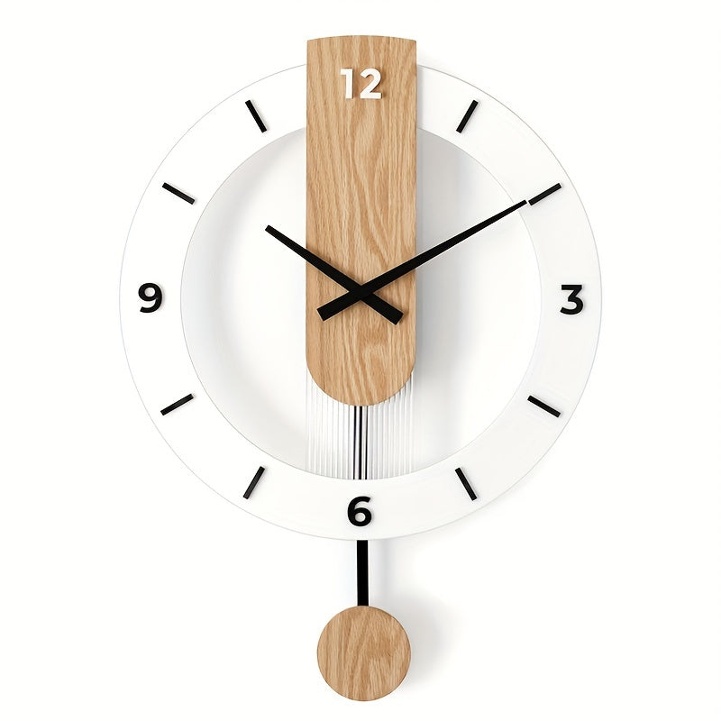 Orologio a Pendolo Creativo da Parete in Legno e Acrilico – Decorazione Elegante e Silenziosa