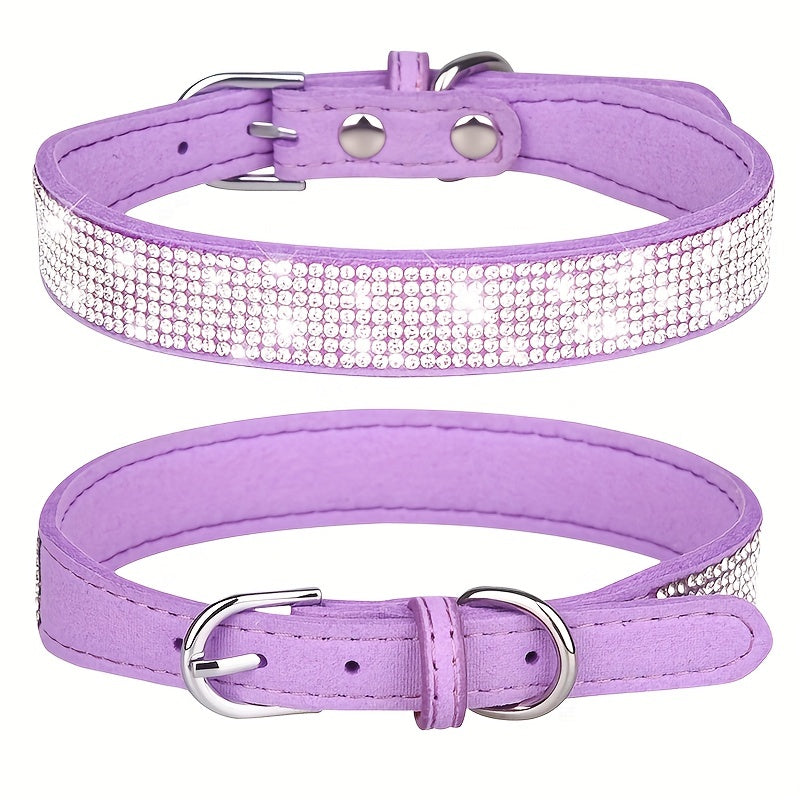 Collare per Cani in Pelle Regolabile con Strass – Forte e Durevole