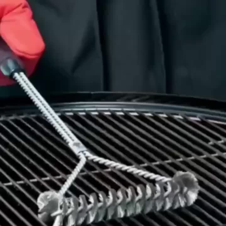 Spazzola BBQ a Forma di Y con Manico Lungo – Spazzola di Pulizia in Acciaio Inossidabile per una Pulizia Profonda della Griglia