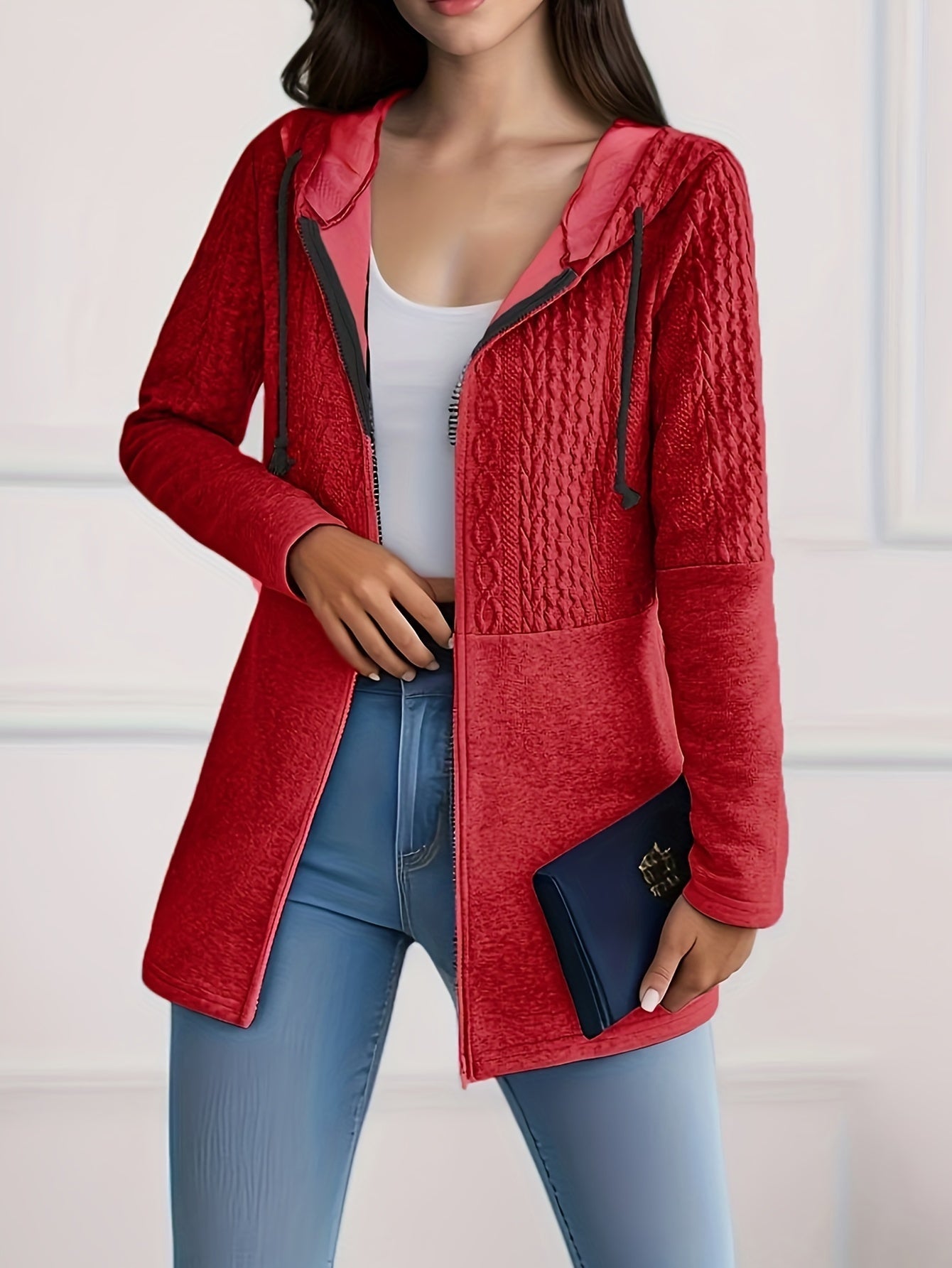 Giacca Hoodie In Maglia Luna - Elegante e Confortevole per Donne in Autunno e Inverno