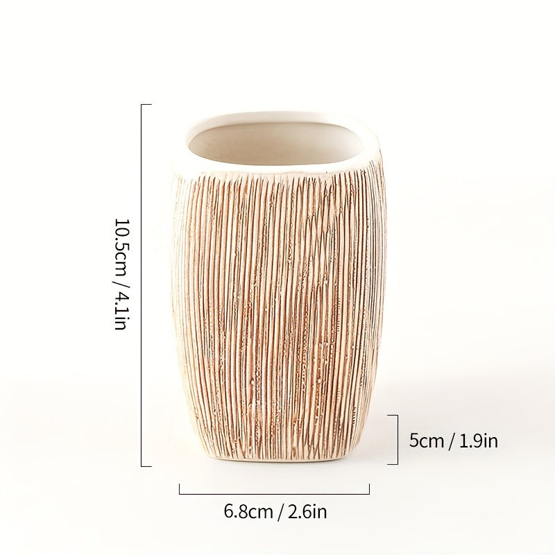 Set da Bagno in Ceramica Stile Venatura Legno – Accessori di Lusso per un Tocco Naturale nel Tuo Bagno