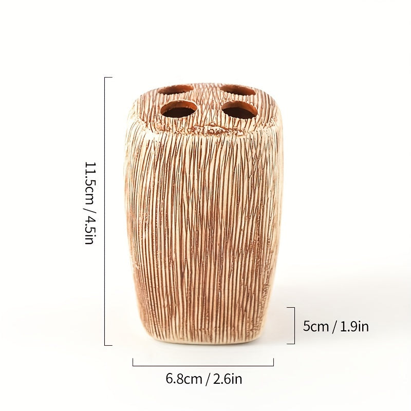 Set da Bagno in Ceramica Stile Venatura Legno – Accessori di Lusso per un Tocco Naturale nel Tuo Bagno