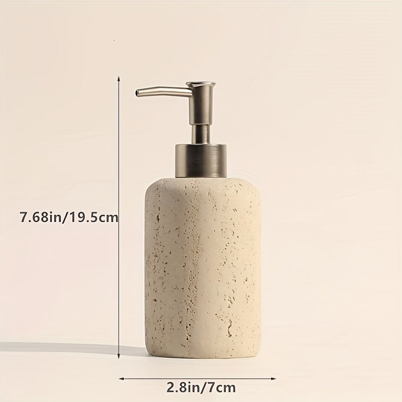 Dispenser per Sapone in Marmo – Dispenser di Resina di Lusso con Pompa in Acciaio Inossidabile per Bagno o Cucina