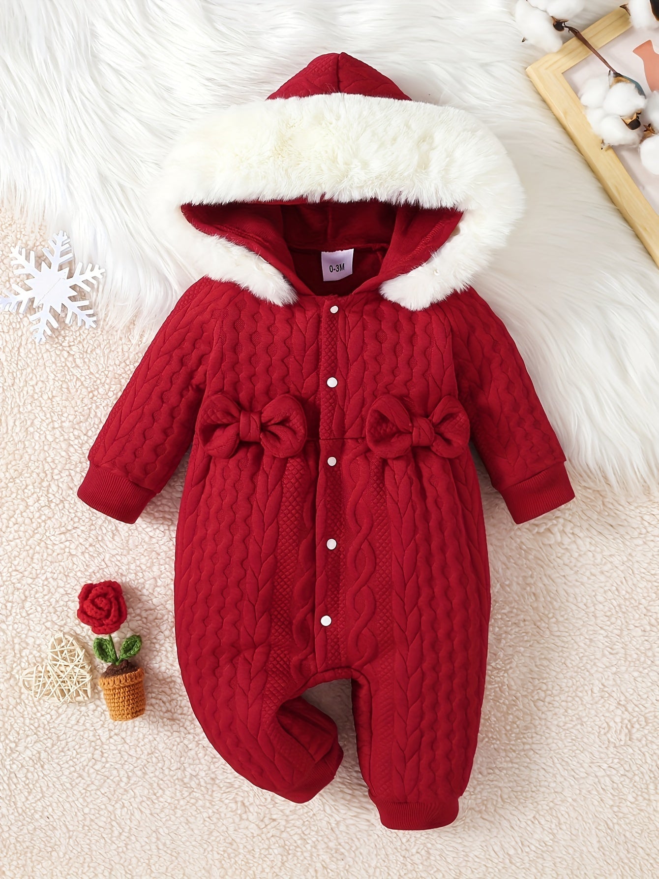 Luna Baby Body – Delizioso Body Rosso Trapuntato con Fiocchi per l'Inverno