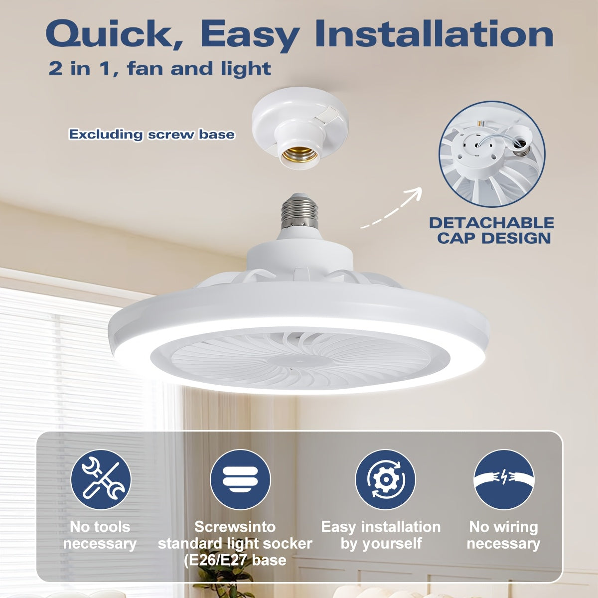 Lampada Ventilatore LED Smart – Dimmerabile e Silenziosa