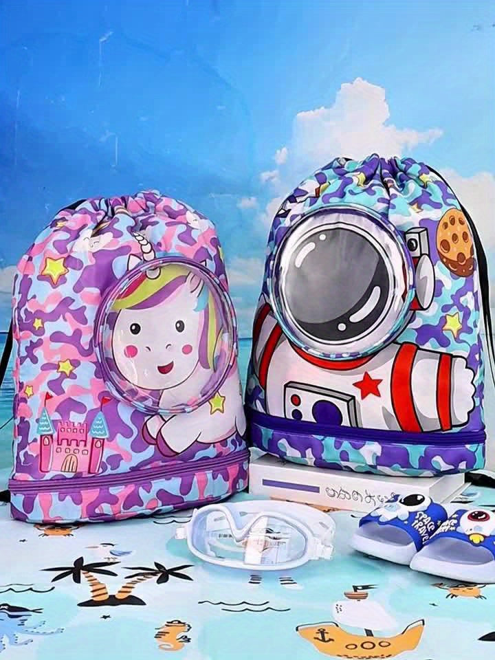 Borsa da Nuoto Cartoon con Separazione Asciutto/Bagnato – Borsa Elegante e Portatile per Bambini e Adulti