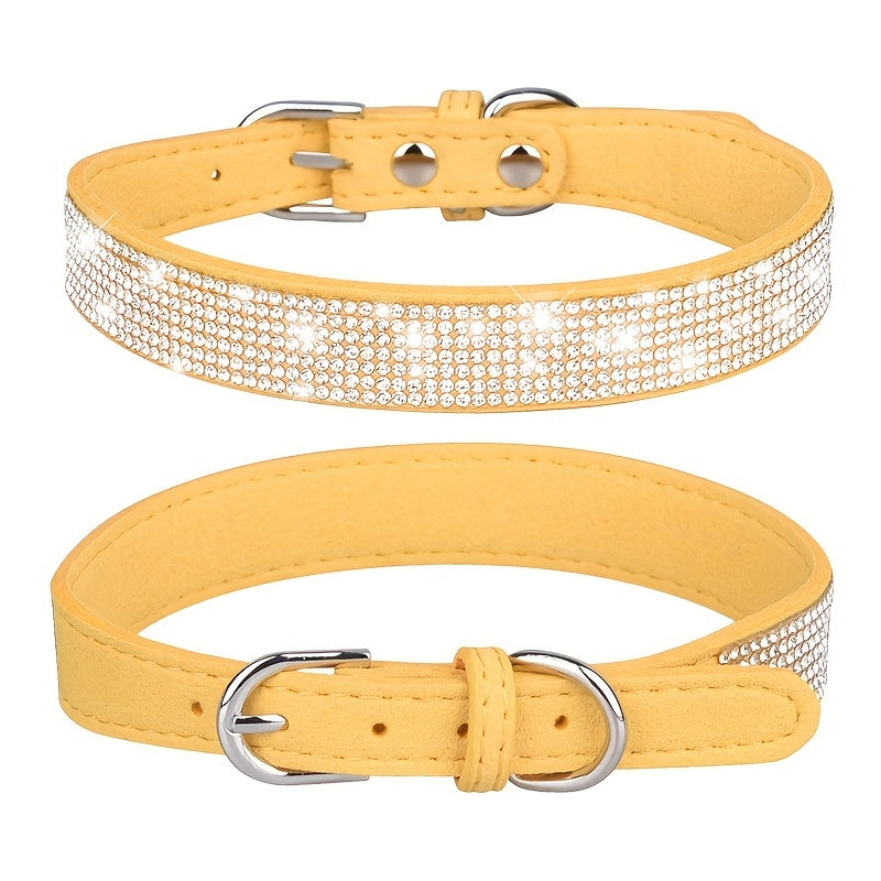 Collare per Cani in Pelle Regolabile con Strass – Forte e Durevole