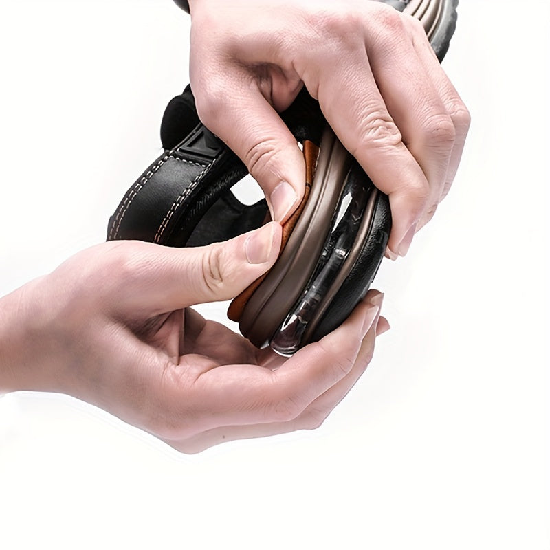 Sandali da Spiaggia in Pelle Premium per Uomo – Regolabili e con Ammortizzazione