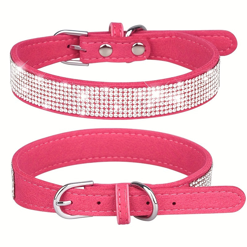 Collare per Cani in Pelle Regolabile con Strass – Forte e Durevole