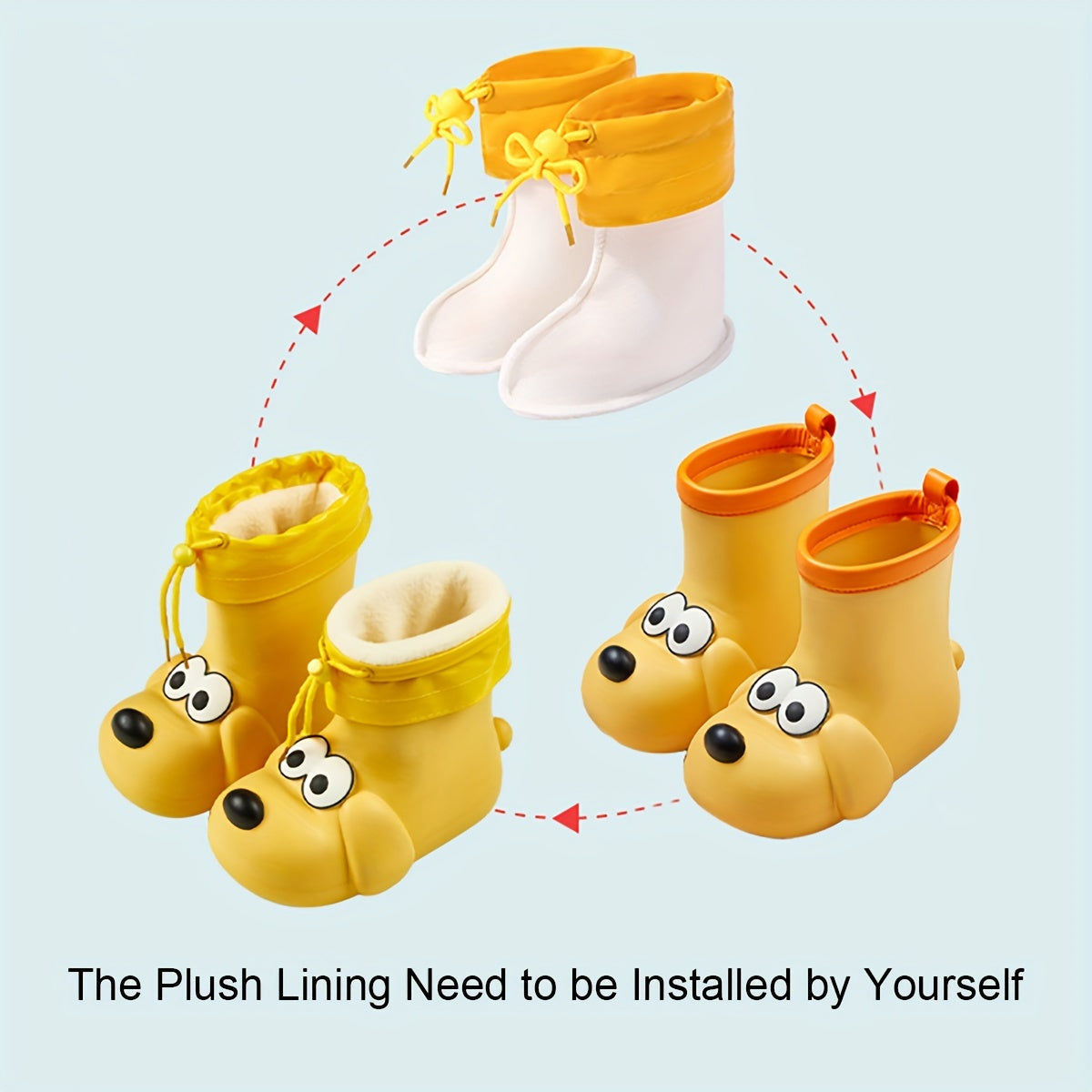 Stivali da Pioggia Peluche per Bambini - Caldi e Giocosi per Giornate Piovose