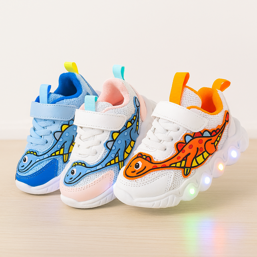 Sneakers Bambini Dino con Suola LED – Cool e Giocose