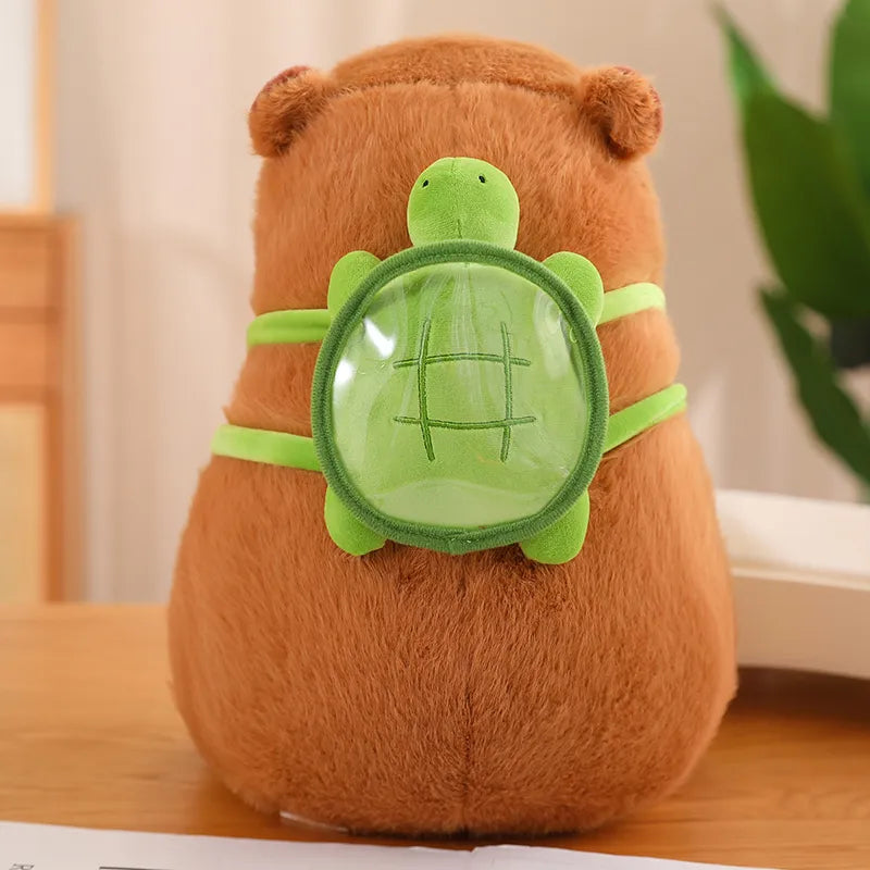 Peluche Capibara con Zaino a Forma di Tartaruga – Morbido e Super Carino
