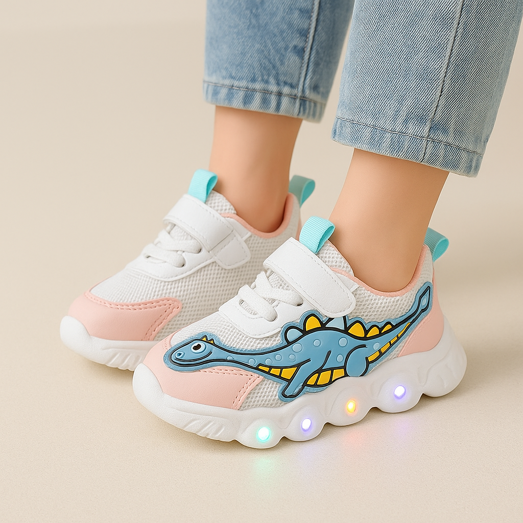 Sneakers Bambini Dino con Suola LED – Cool e Giocose