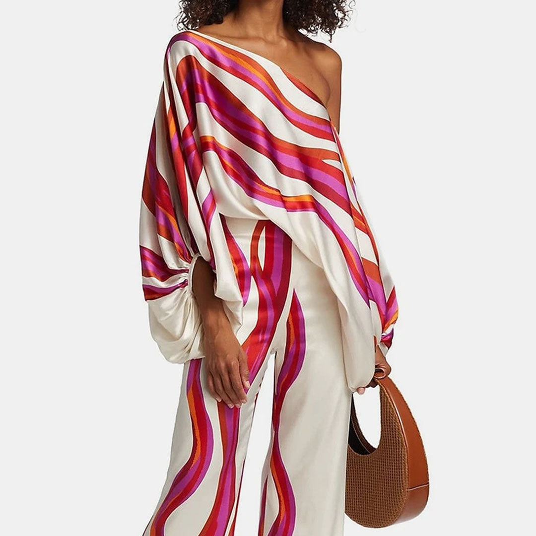 Elegante Set di Raso a Due Pezzi per Donne – Femminile ed Elegante